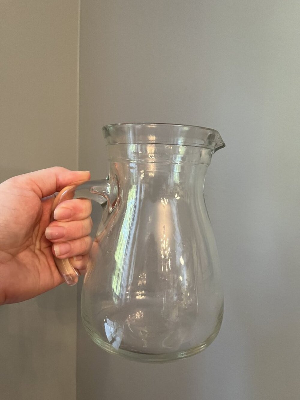 Cerve Italy Clear Glass Pitcher Carafe with Handle and Spout Made in Italy